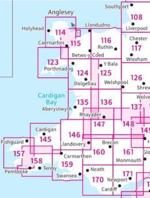 Blattschnitt Landranger Wales Hiking Map Wanderkarte