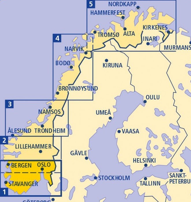 01 Süd-Norwegen: Oslo - Stavanger - Bergen 1:335.000