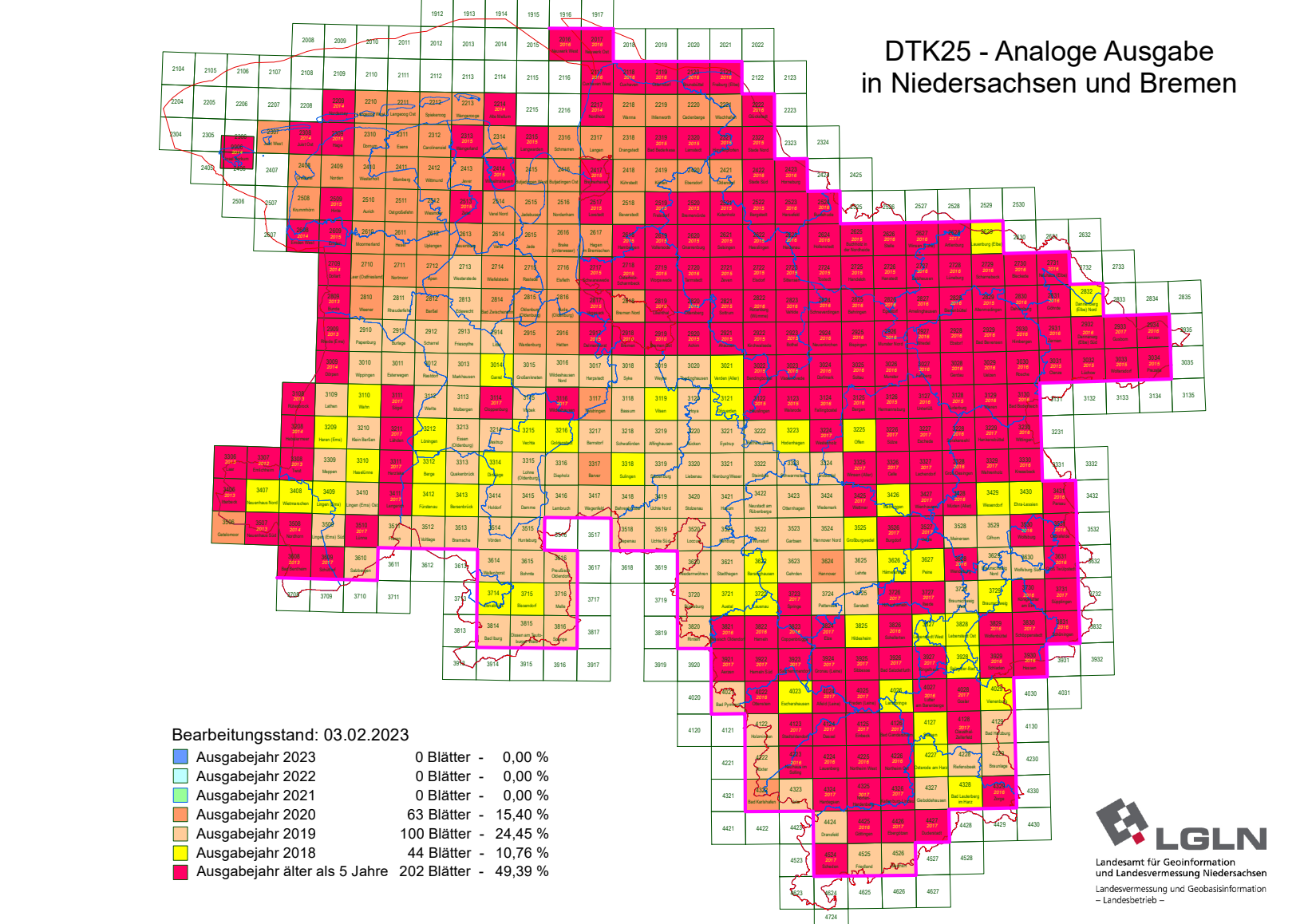 Niedersachsen 1:25.000 Topographische Karten Blattnummern 2016 - 2629