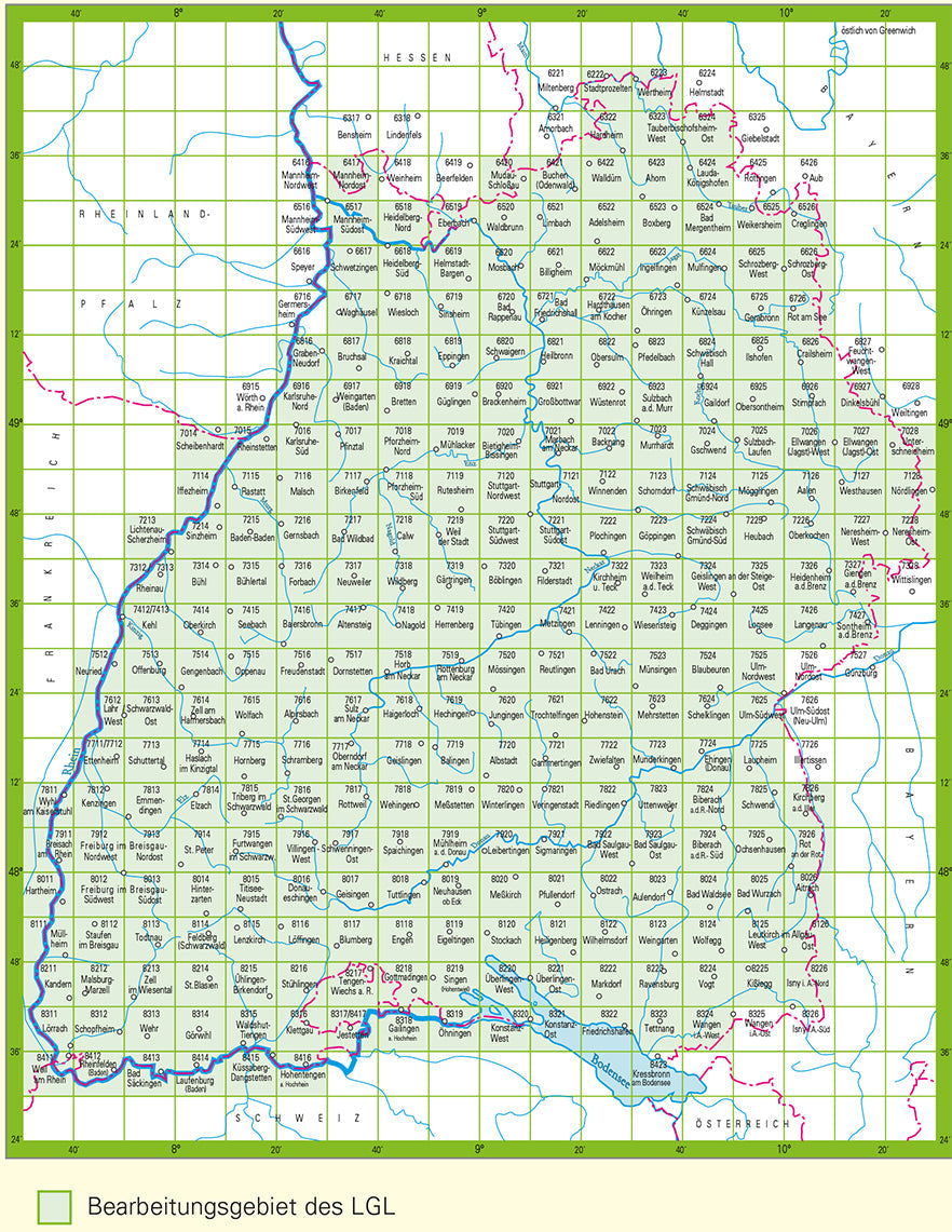 Baden-Württemberg 1:25.000 Topographische Karten Blattnummern 7811 - 8423