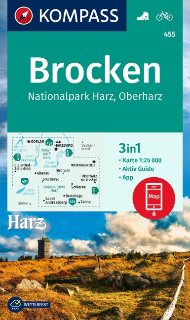 455 Brocken-Nationalpark Harz 1:25.000 - Kompass Wanderkarte