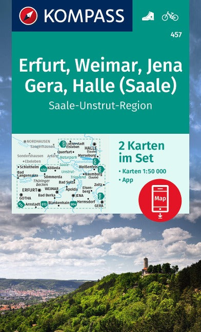 457 Erfurt, Weimar, Jena, Gera, Halle (Saale) 1:50.000 - Kompass Wanderkartenset