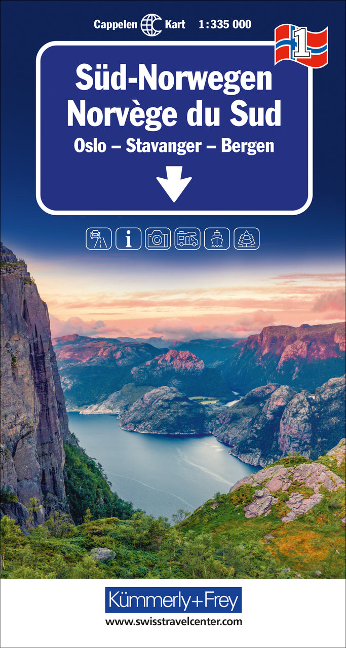 01 Süd-Norwegen: Oslo - Stavanger - Bergen 1:335.000