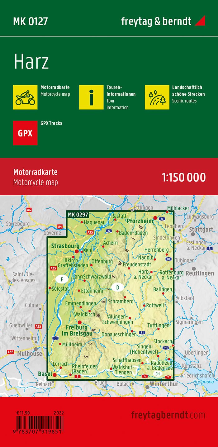 Motorradkarte Harz 1:150.000 - Freytag & Berndt