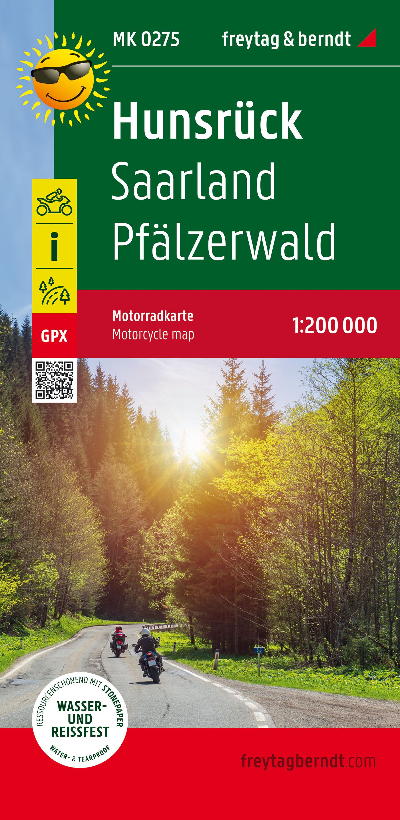 Motorradkarte Hunsrück - Saarland - Pfälzerwald 1:200.000 - Freytag & Berndt