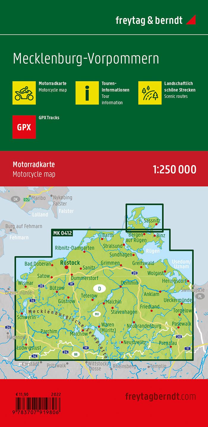 Motorradkarte Mecklenburg-Vorpommern 1:250.000 - Freytag & Berndt
