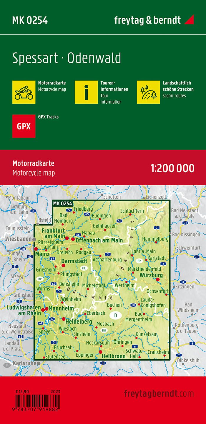 Motorradkarte Spessart - Odenwald 1:200.000 - Freytag & Berndt