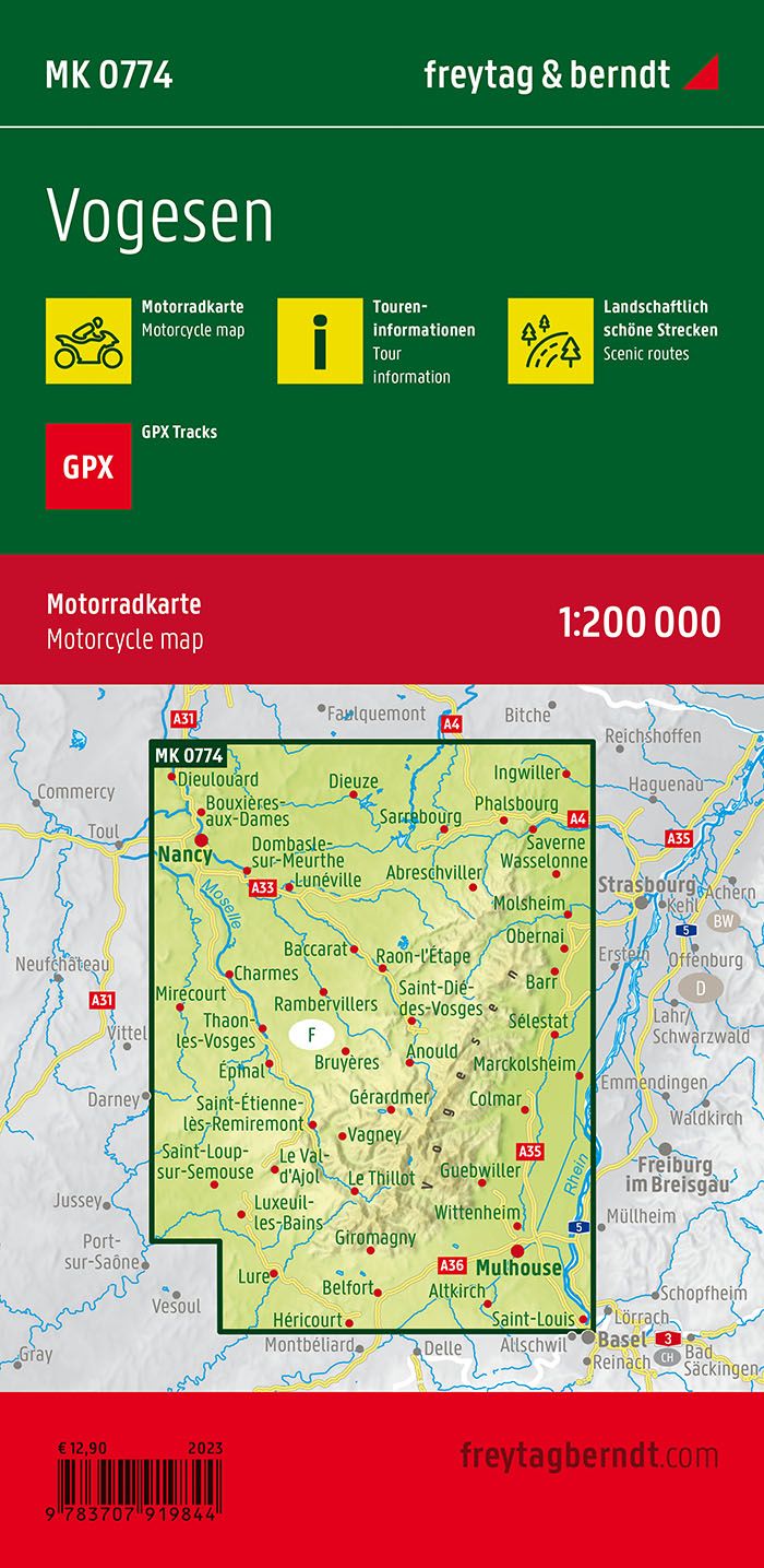 Motorradkarte Vogesen 1:200.000 - Freytag & Berndt