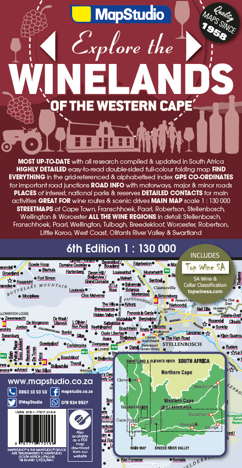 Winelands of the Western Cape 1:130.000 - Straßenkarte MapStudio - Südafrika