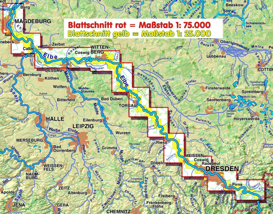 TourenAtlas TA7 - Elbe 1, Rad- und Wasserwanderatlas Elbsandsteingebirge bis Magdeburg