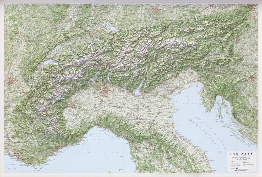 Reliefkarte Alpen 1:1.000.000 - LAC