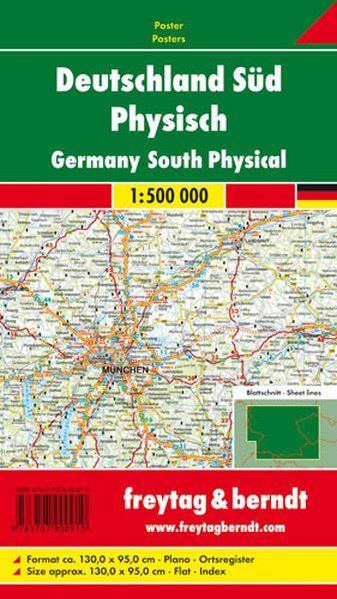 Straßenkarte Deutschland Süd 1:500.000 (D104) - Wandkarte