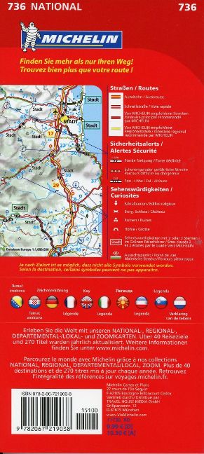 Slowenien, Kroatien, Bosnien und Herzegowina, Serbien, Montenegro, Ehem. Jugosl. Rep. Mazedonien Michelin - 1:1.000.000