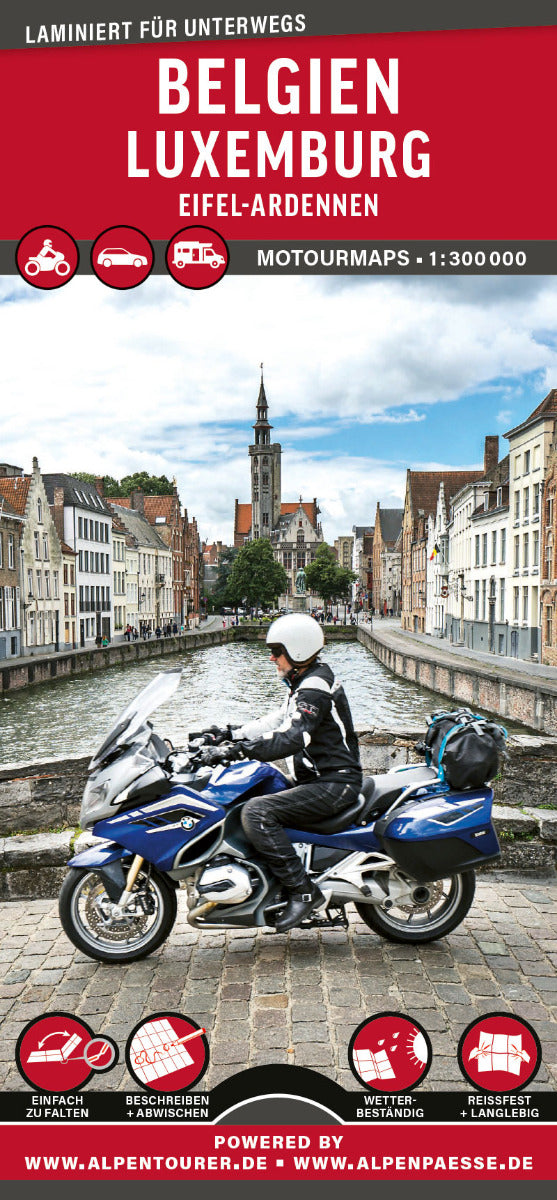 Belgien - Luxemburg  - 1:300.000 - MoTourMaps - Motorradkarte