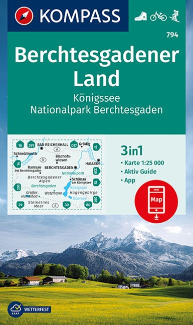 794 Berchtesgadener Land -  Königssee - Nationalpark Berchtesgaden 1 : 25 000 Kompass Wanderkarte