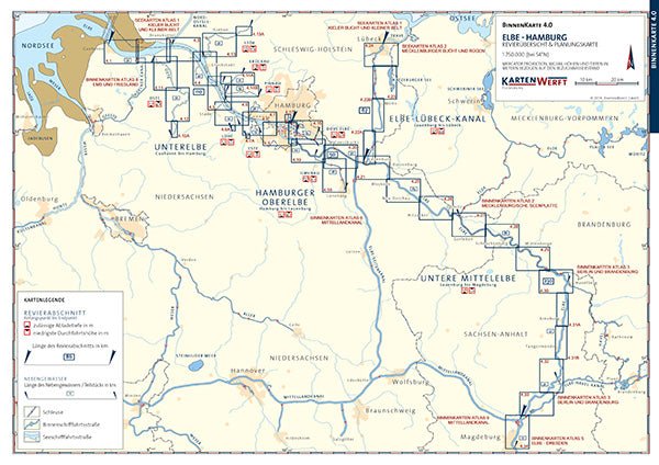 Elbe - Hamburg Binnenkartenatlas 4. Cuxhaven, Lübeck, Magdeburg - Kartenwerft