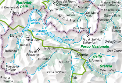 Mountain-Bike Karte 17. Alta Rezia, Livigno, Bormio, Val Müstair - 1:50.000