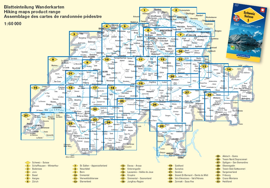Wanderkarten - Schweiz - Kümmerly & Frey - 1:60.000