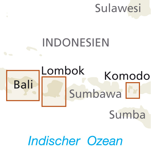 Bali, Lombok, Komodo 1:150.000 - Straßenkarte Indonesien