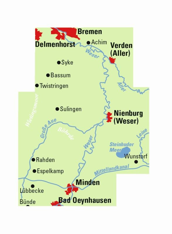 Bremen-Minden / Mittelweser - ADFC Regionalkarte