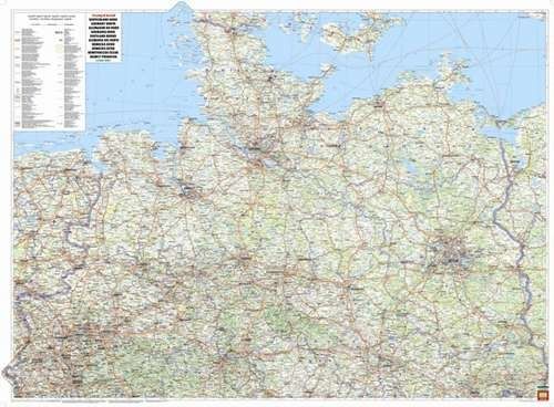 Straßenkarte Deutschland Nord 1:500.000 (D103) - Wandkarte