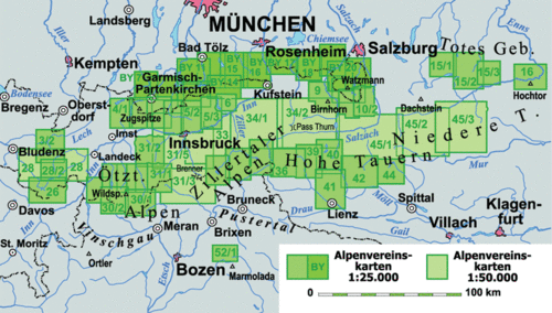 Alpenvereinskarten 1:25.000 für Österreich
