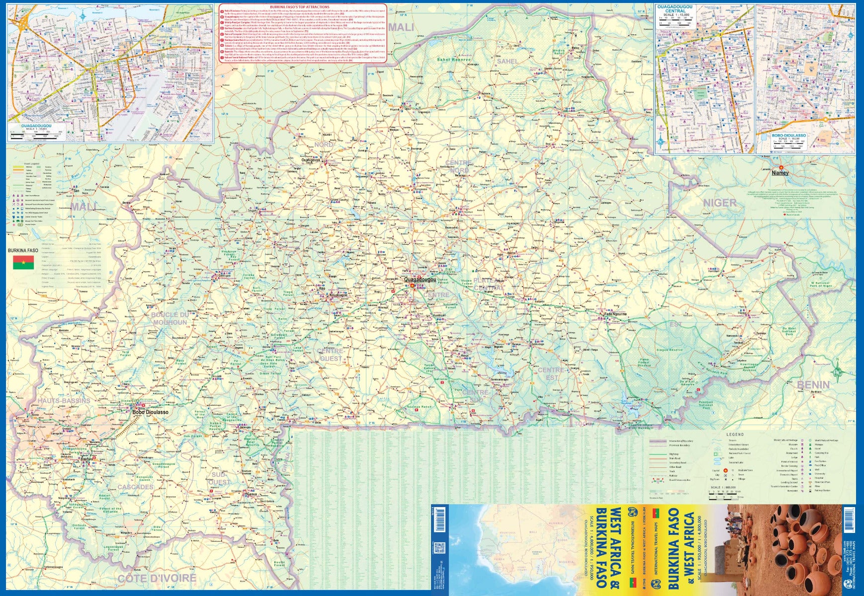 Burkina Faso & Westafrika 1:950.000 / 1:4.8 Mio. ITM Straßenkarte