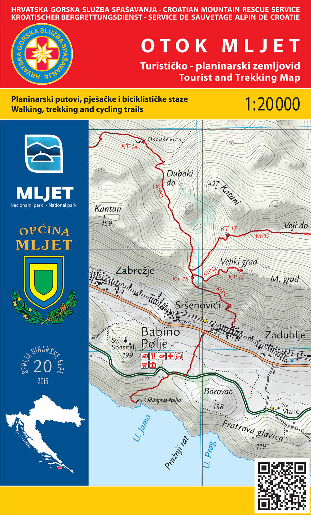 Otok Mljet Kroatien Wanderkarte - 1:25.000