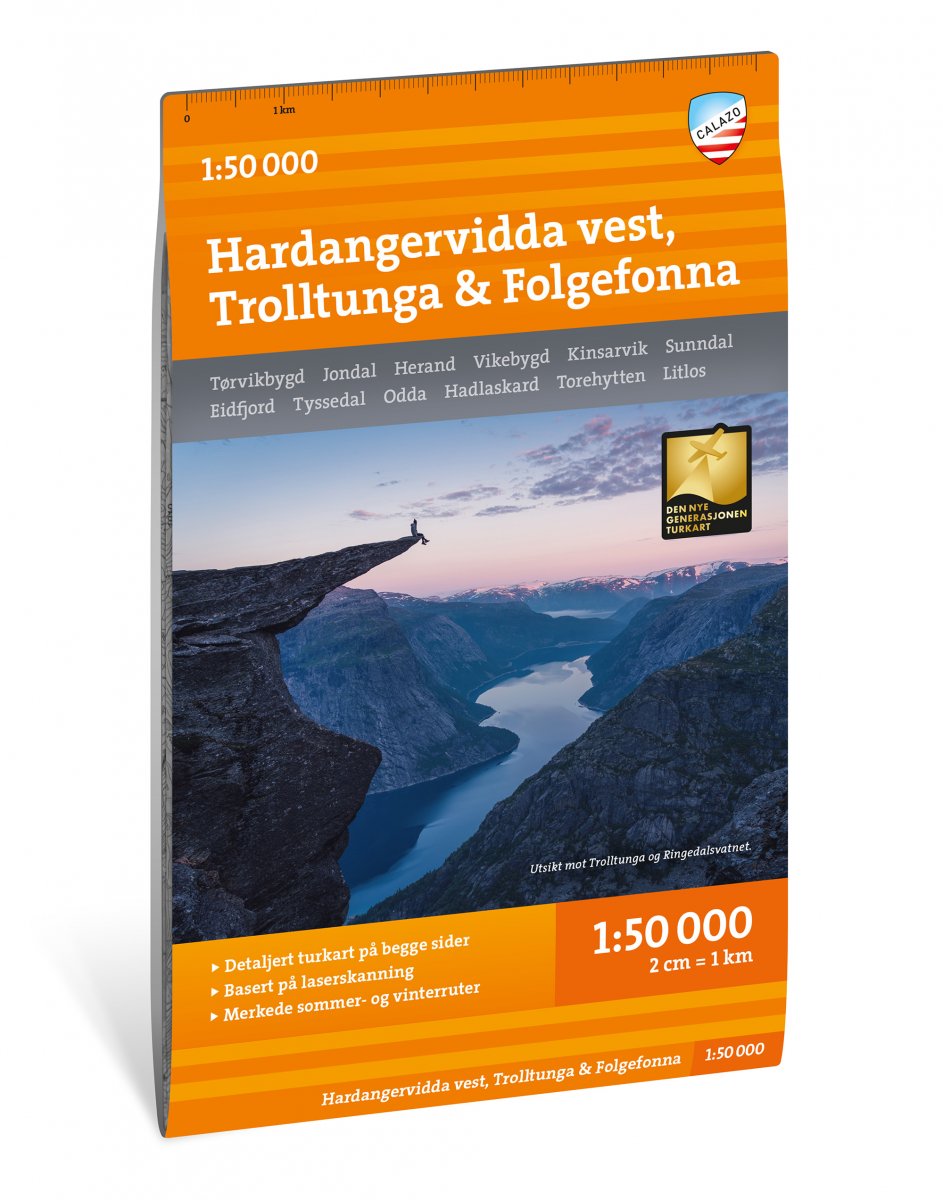 Hardangervidda vest, Trolltunga & Folgefonna 1:50 000 - Calazo Wanderkarte
