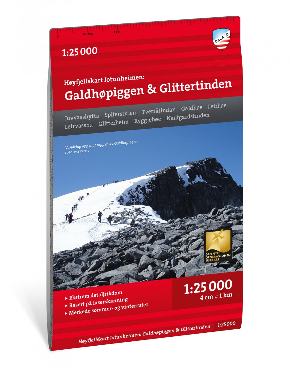 Jotunheimen: Galdhøpiggen & Glittertinden 1:25 000 - Calazo Wanderkarte