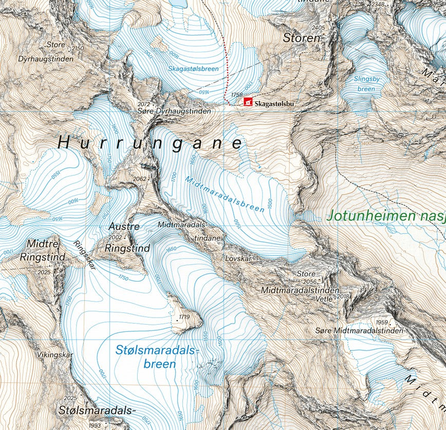 Jotunheimen: Hurrungane 1:25 000 - Calazo Wanderkarte