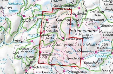 Jotunheimen: Smørstabbstindan & Leirvassbu 1:25 000 - Calazo Wanderkarte