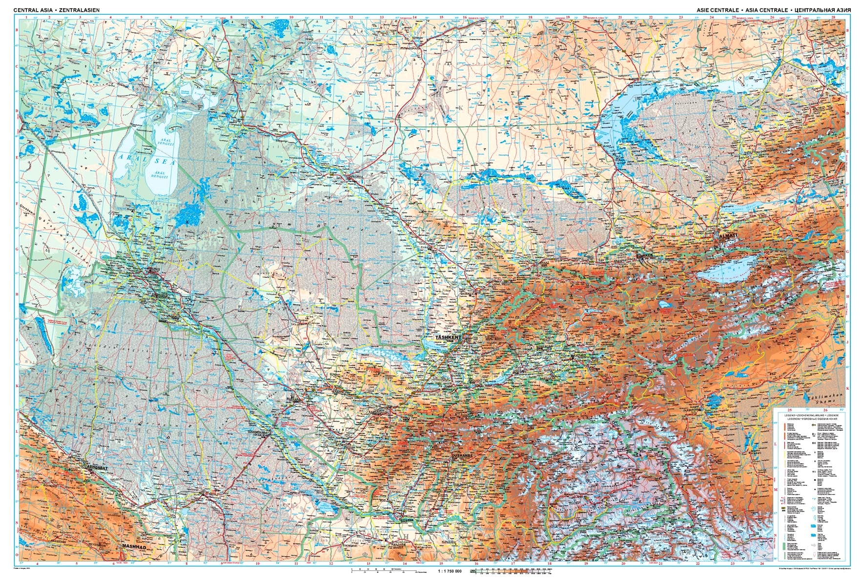 Zentralasien 1:1,75 Mio. Geographical Map Gizi
