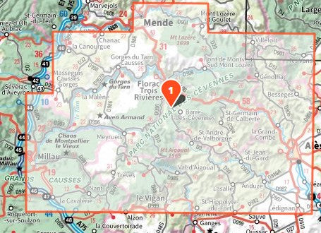 Cévennes - Gorges du Tarn 1:75.000