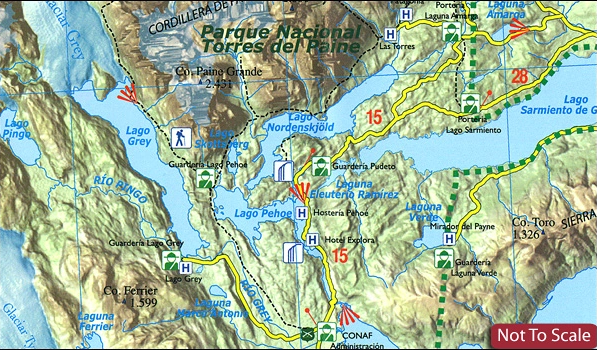 08 Campos de Hielo y Torres del Paine - Straßenkarte Chile 1:400.000