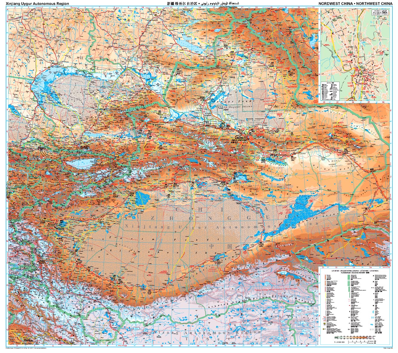 China Northwest Geographical Map 1:2 Mio.