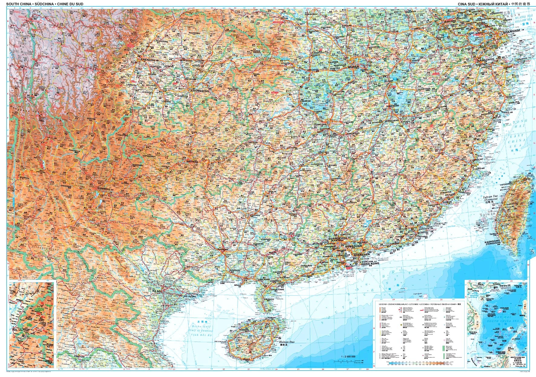 China South Geographical Map 1:2 Mio.