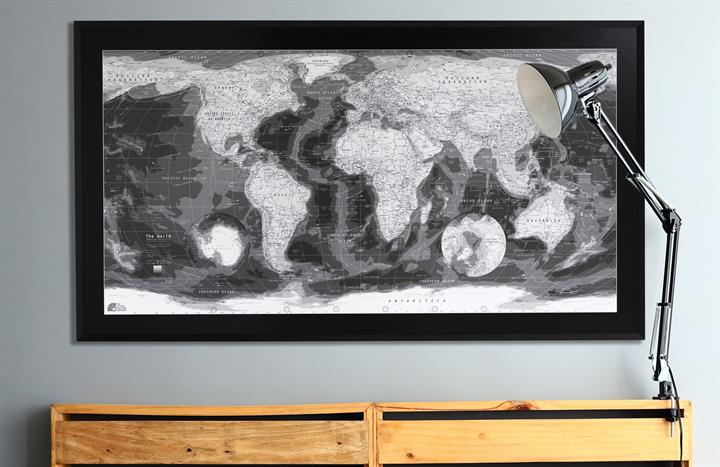 W63 Classic World Map Monochrome - The Future Mapping Company