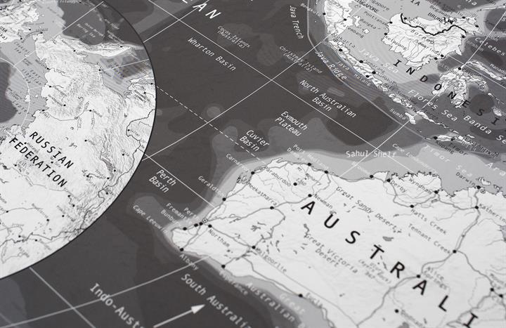 W63 Classic World Map Monochrome - The Future Mapping Company