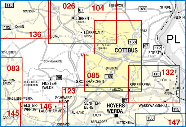 085 Cottbus, Drebkau, Peitzer Teiche und Umgebung 1:50.000