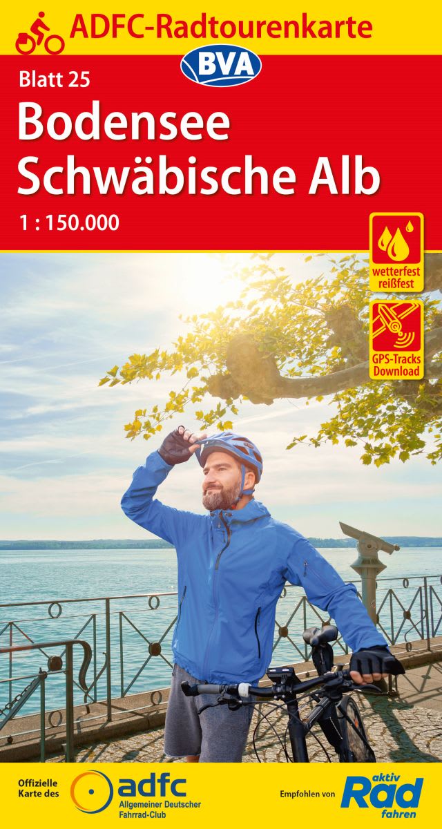 ADFC-Radtourenkarte 25 Bodensee / Schwäbische Alb 1:150.000