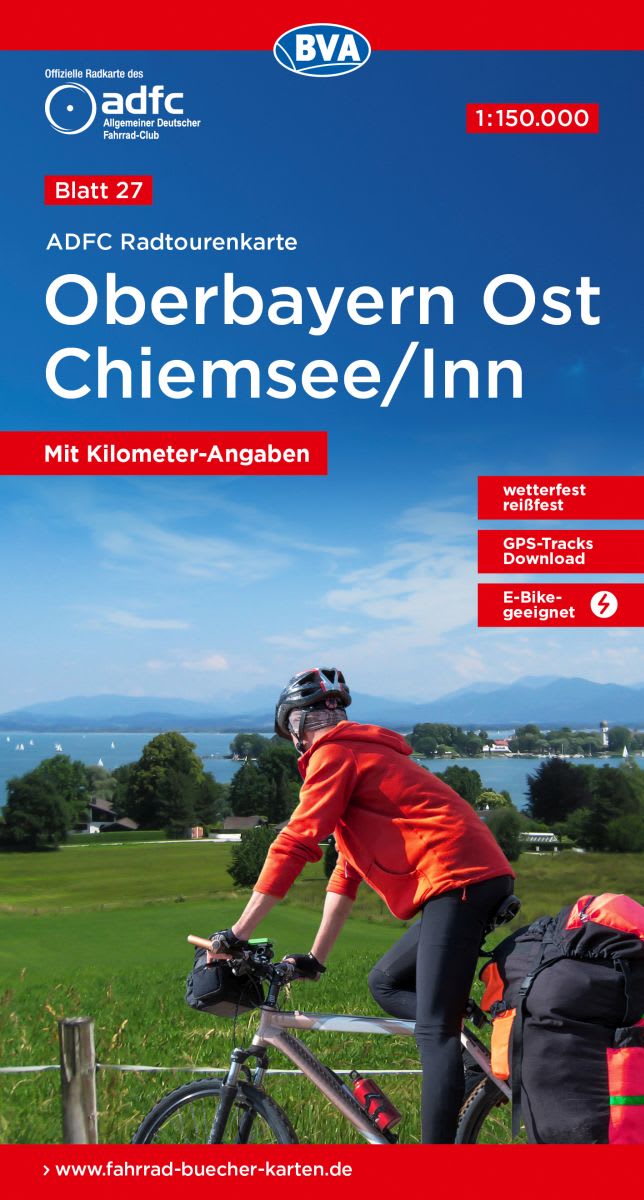 ADFC-Radtourenkarte 27 Oberbayern Ost / Chiemsee / Inn   1:150.000