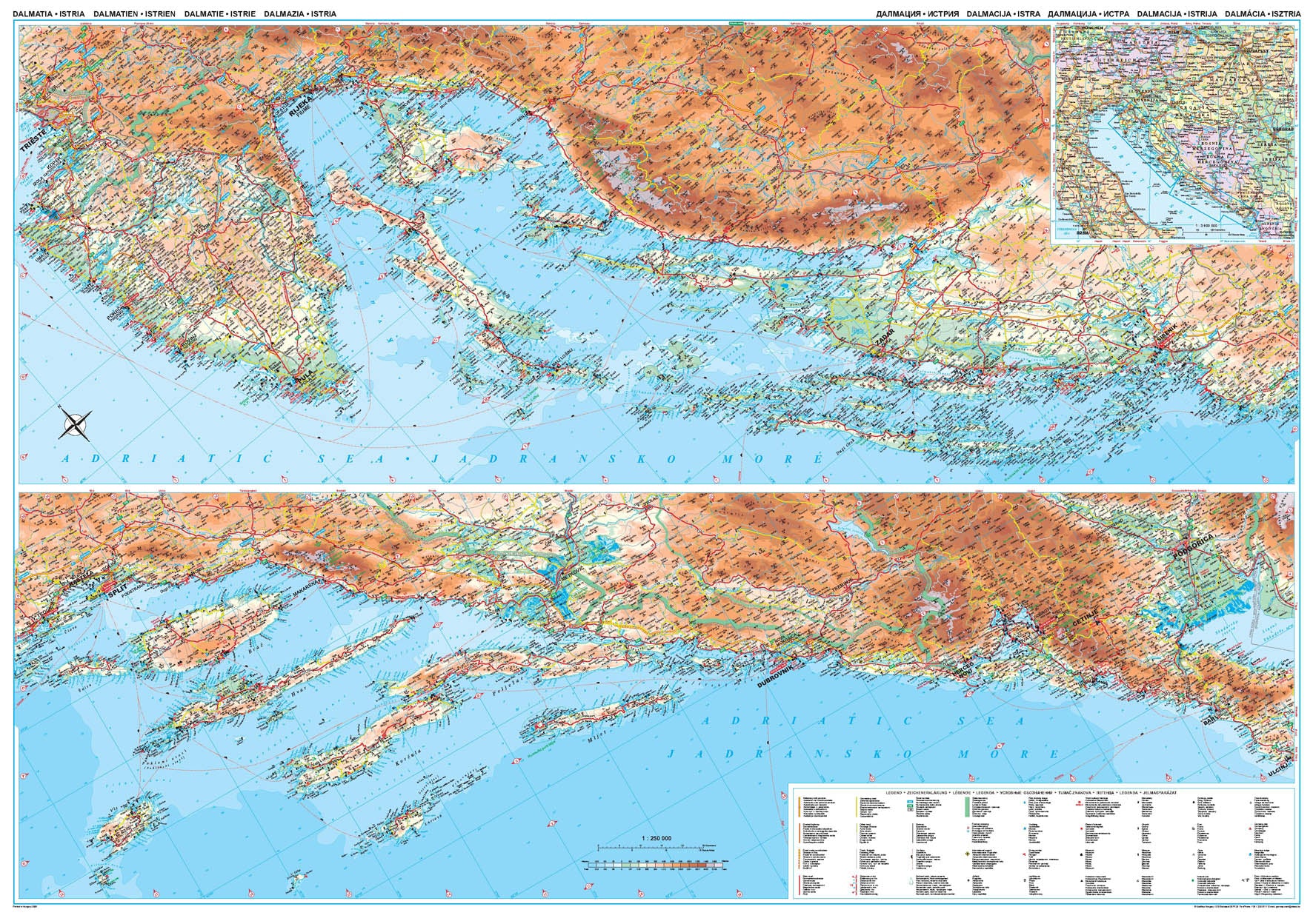 Dalmatien, Istrien 1:250.000 Geographical map