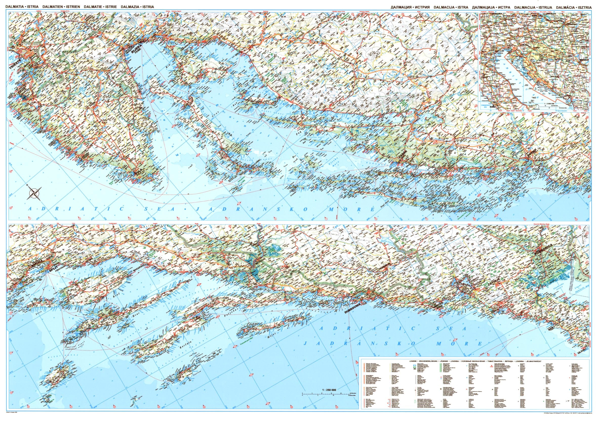 Dalmatien, Istrien 1:250.000 - Straßenkarte