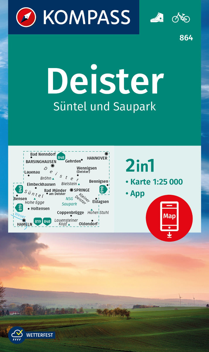 864 - Deister, Süntel und Saupark - 1:25.000 - KOMPASS Wanderkarte