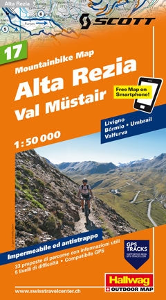Mountain-Bike Karte 17. Alta Rezia, Livigno, Bormio, Val Müstair - 1:50.000