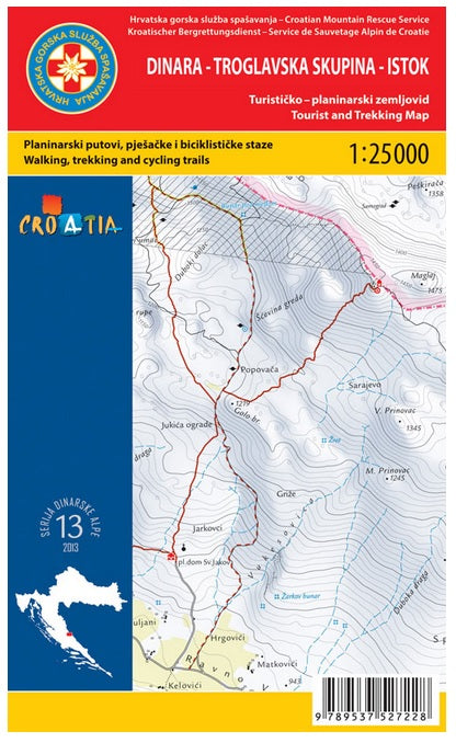 Dinara - Troglavska Skupina Istok Kroatien Wanderkarte - 1:25.000