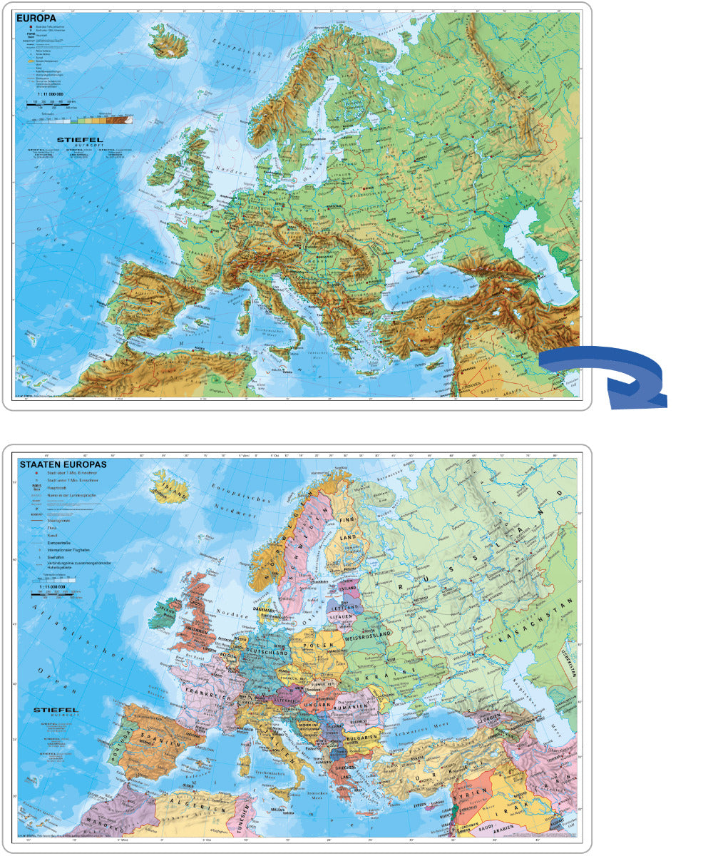 Europa politisch/physisch Schreibtischunterlage A2 - Stiefel Verlag