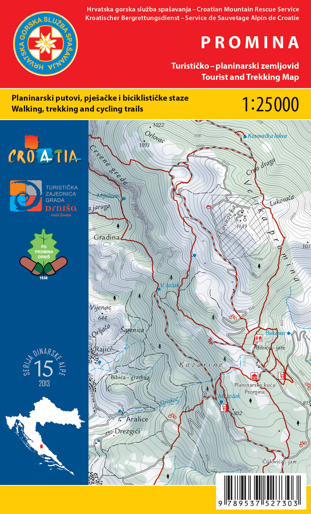 Promina Kroatien Wanderkarte - 1:25.000