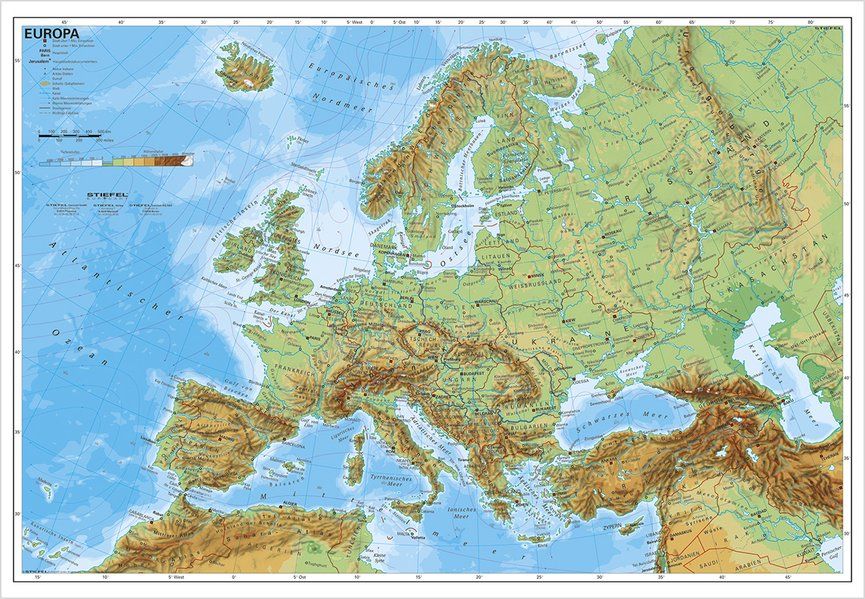 E108 Europa physisch - 95x66 cm Stiefel Verlag